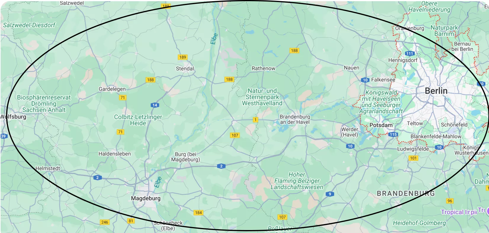 Einzugsbereich Saker Arbeitsmedizin Metropolregion Berlin/Brandenburg